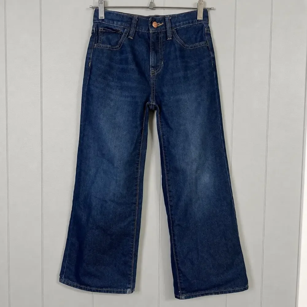 Old Navy Girls 10 Baggy Wide Leg Jeans Adjustable Waist Hem Wear
